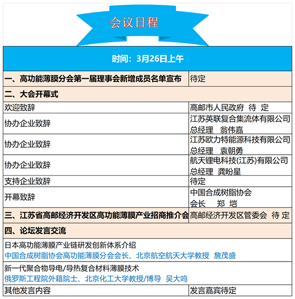 关于召开“2024 中国（高邮）国际高功能薄膜市场与技术发展高峰论坛”的通知